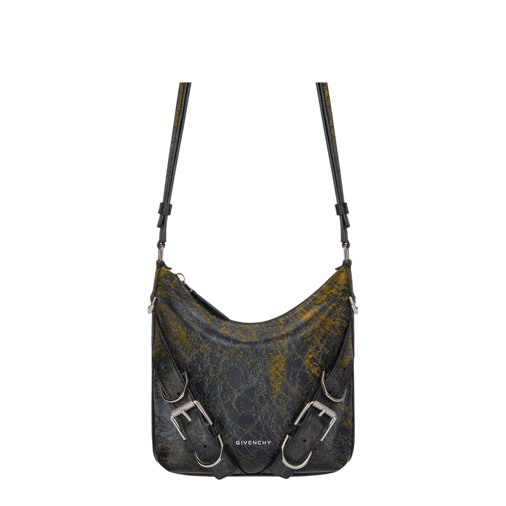 Small Voyou Crossbody Bag in Crackled Leather
