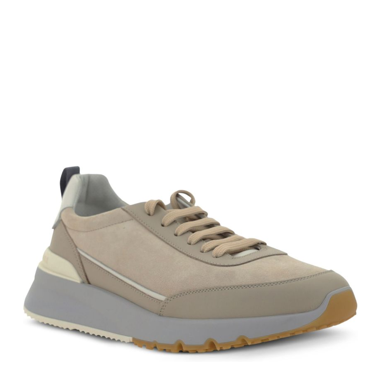 Beige Suede and Leather Sneakers