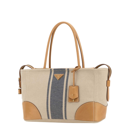 MAYFEYR - Prada - Sand Canvas Large Shopping Bag - 1BG6592ZPWF0Z12
