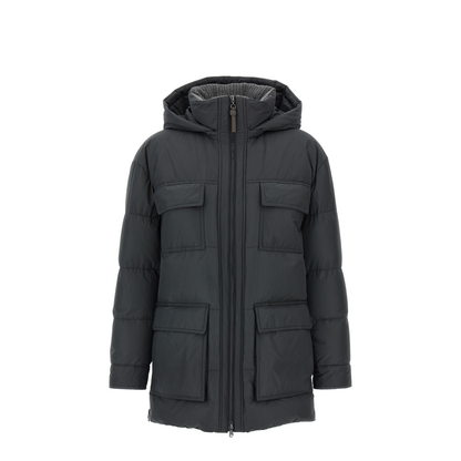 Knitted Neck Down Jacket Puffer Jackets Gray