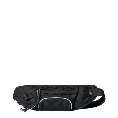 Large Belt Bag in Black Nylon Jacquard