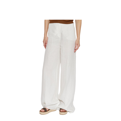 White Linen Wide-Leg Trouser