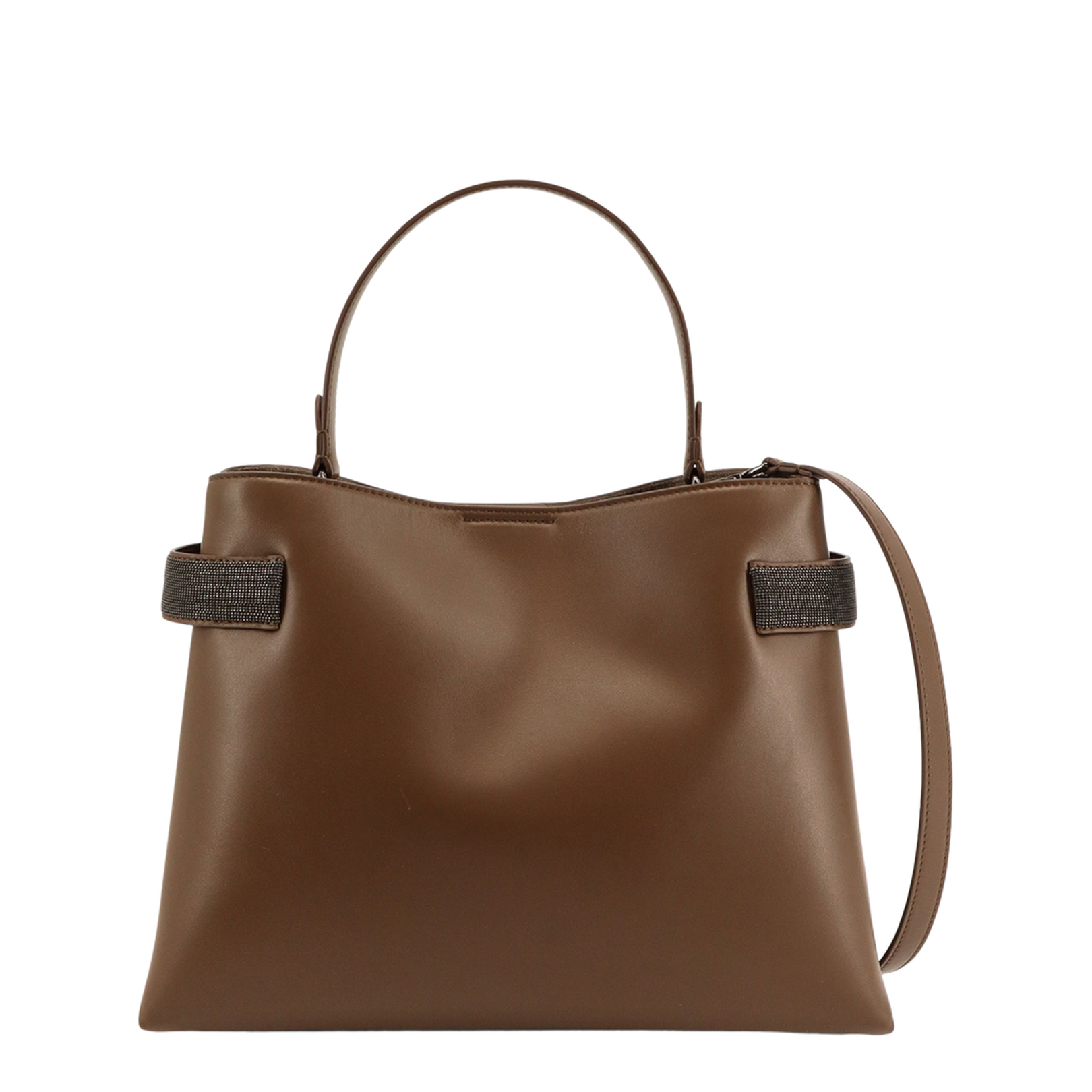 Leather Shoulder Bag with Monili Detail