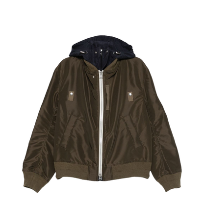 Green Nylon Bomber Jacket