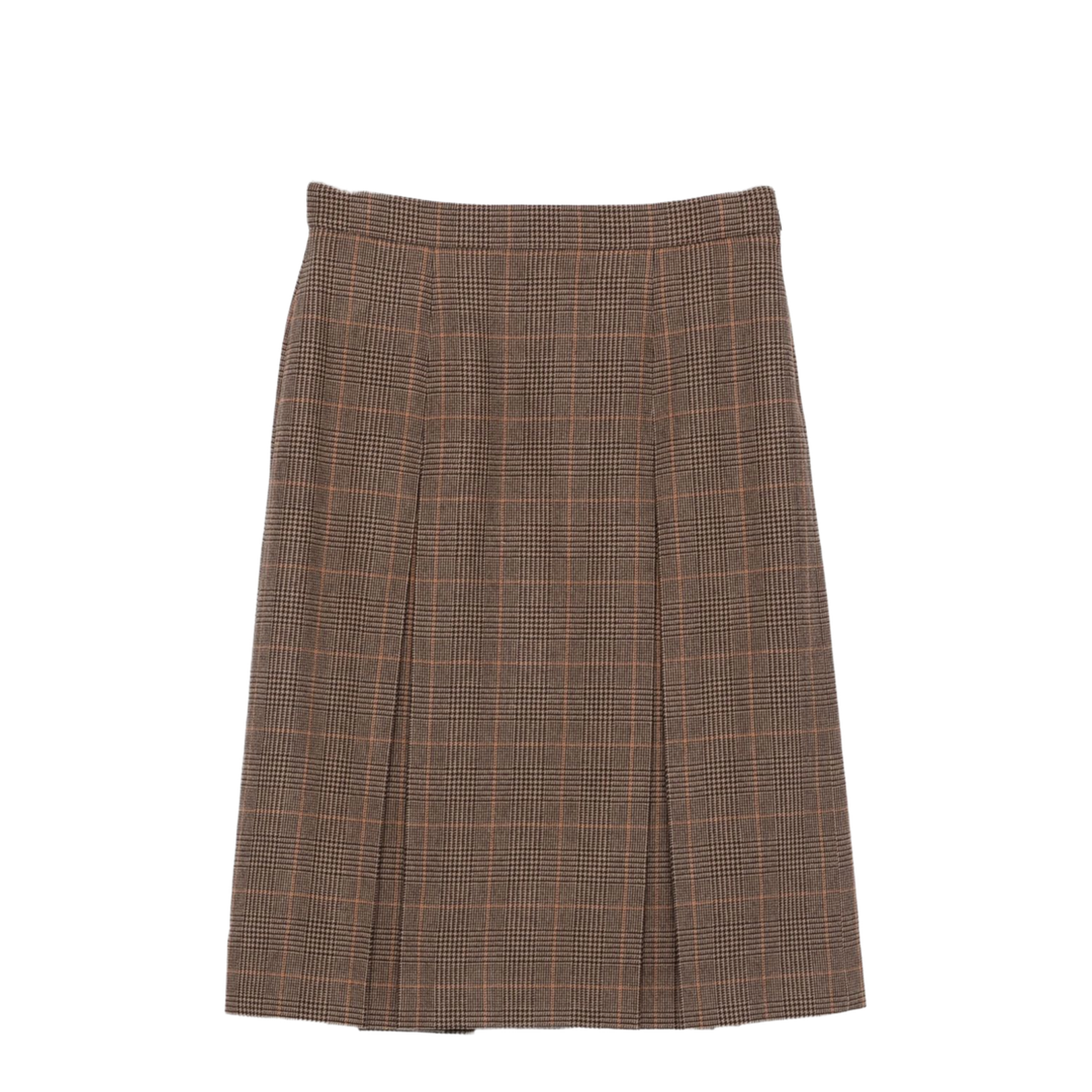 Midi Skirt in Prince of Wales Wool and Cashmere