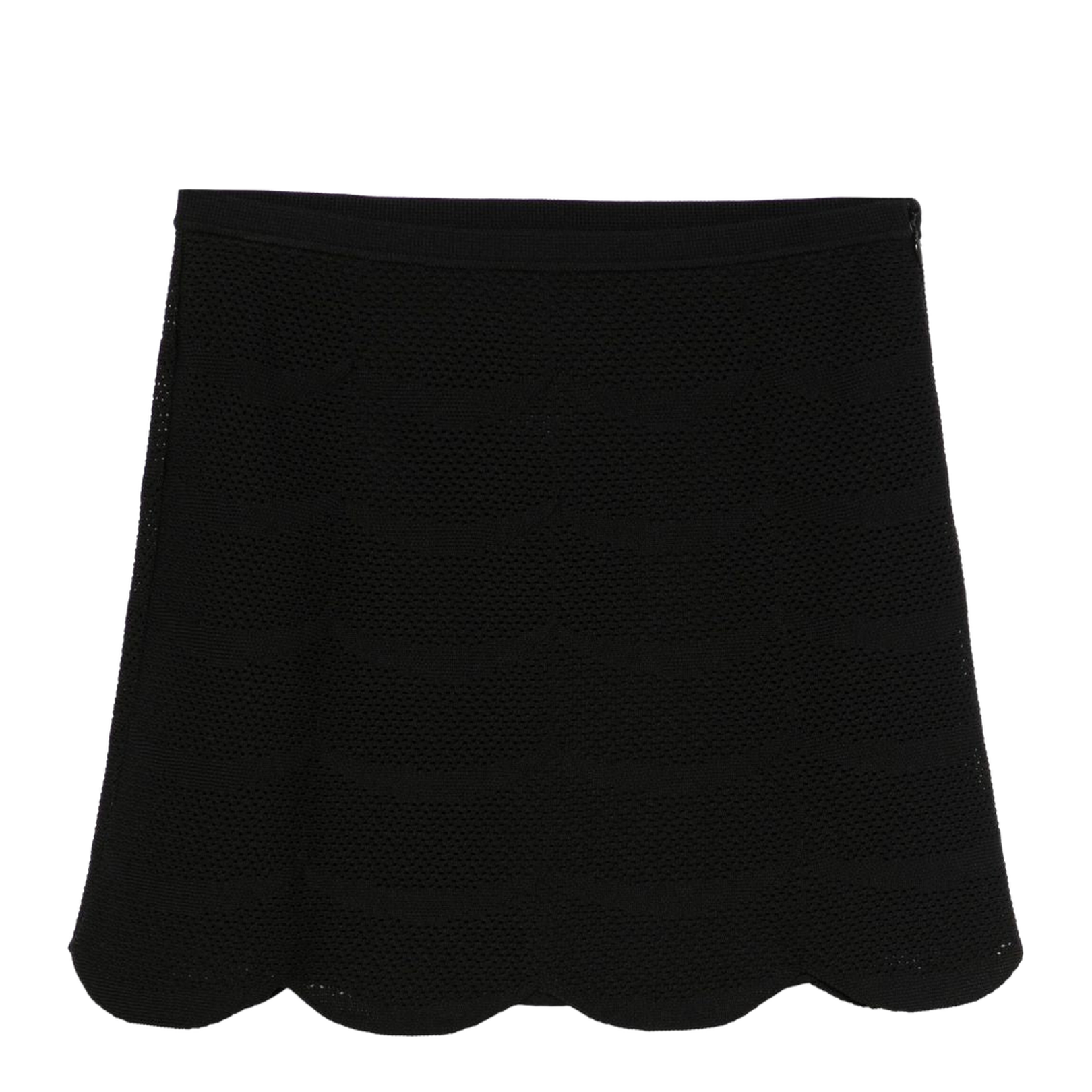 Black Skirt with Scallop Hem