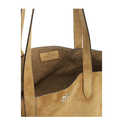 Beige Suede Shopping Bag
