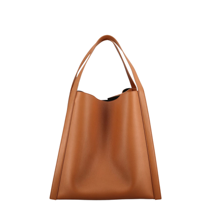 Double Cube Leather Handbag - Brown
