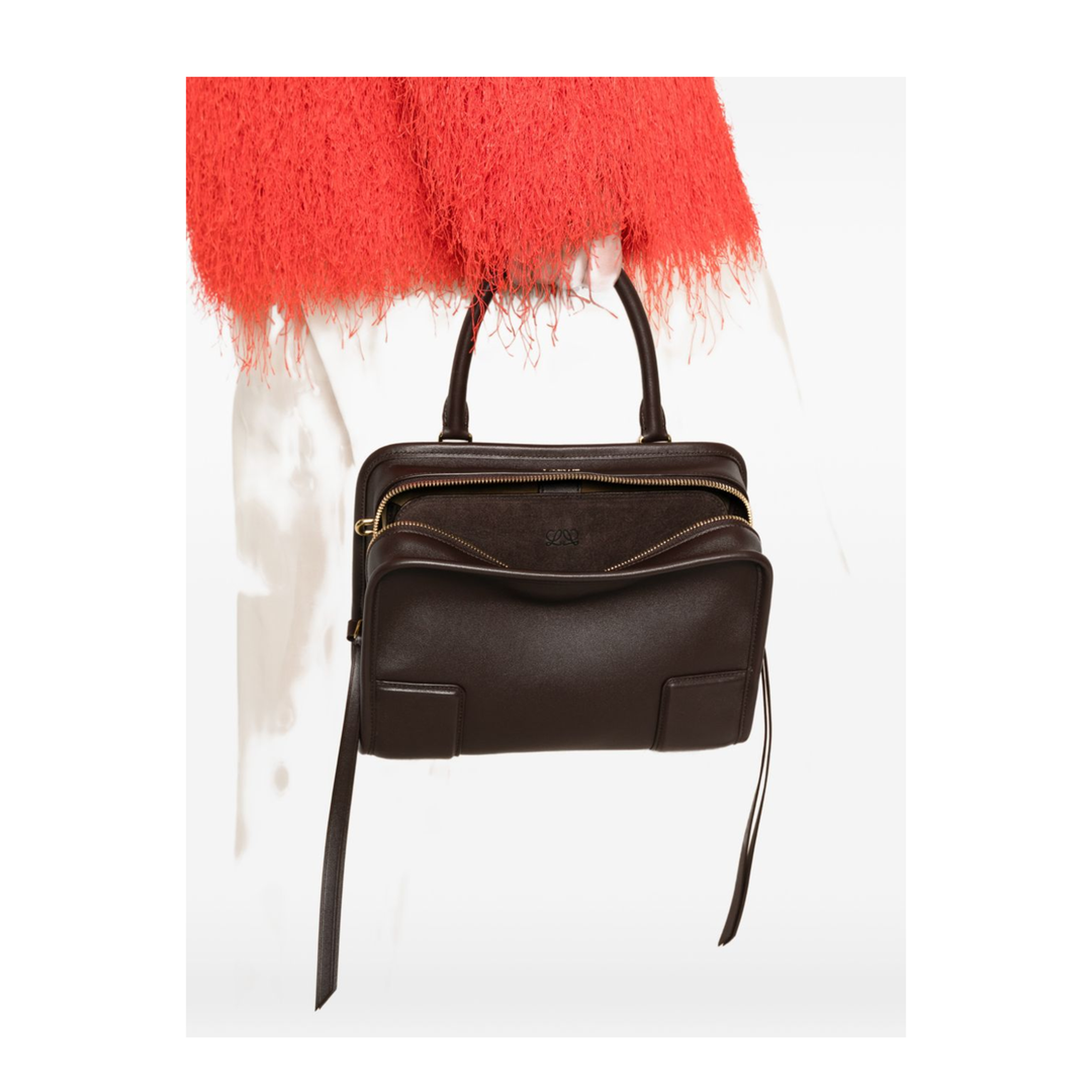 Amazona Small Calfskin Handbag - Dark Chestnut