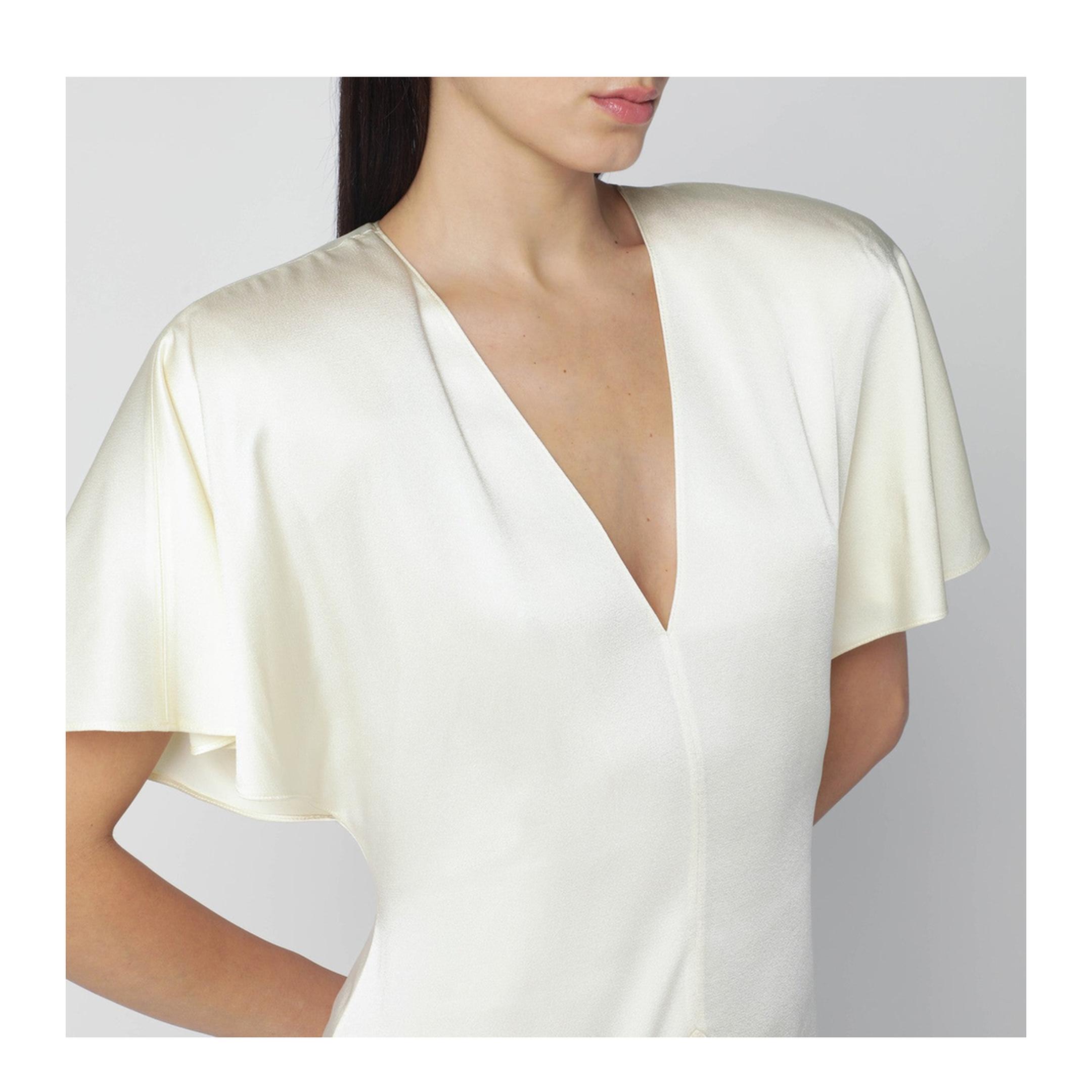 Butter-colored Satin Midi Dress