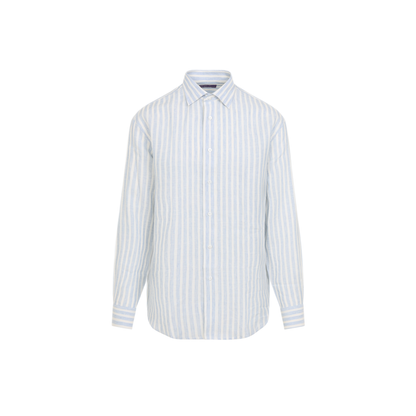 MAYFEYR - RALPH LAUREN PURPLE LABEL - Light Blue Linen Shirt - 790P11149001LT