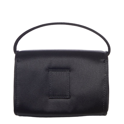 Chain Satin Shoulder Bag - Black