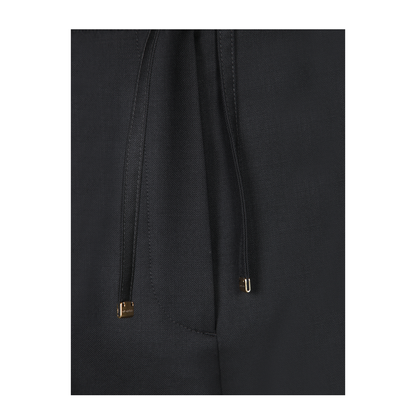 High-waisted Pants with Elastic Waistband and Drawstring