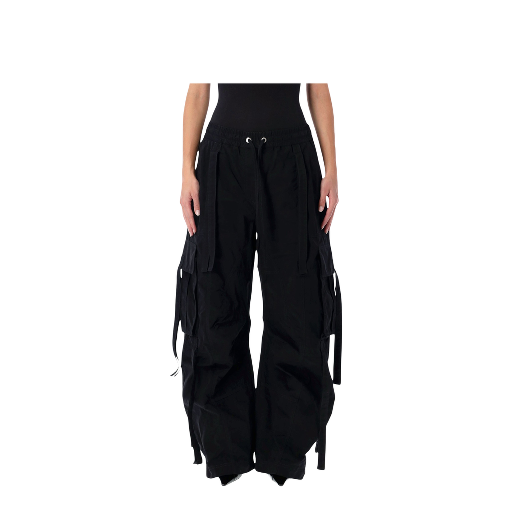 Waxed Faille Cargo Pants in Black