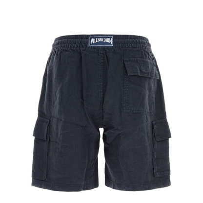 MAYFEYR - Vilebrequin - Navy Blue Linen Bermuda Shorts - BAIU3U01390