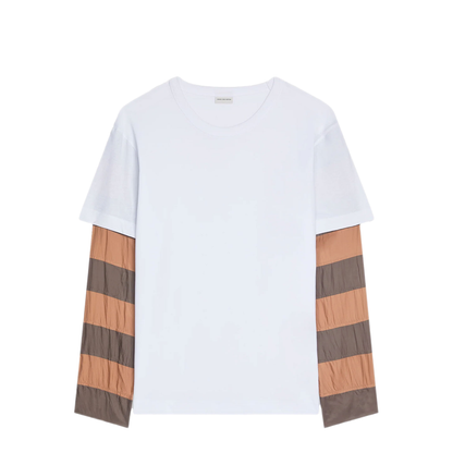 MAYFEYR - Dries Van Noten - Loose Fit Contrast Striped Sleeves T-Shirt - 02111436031