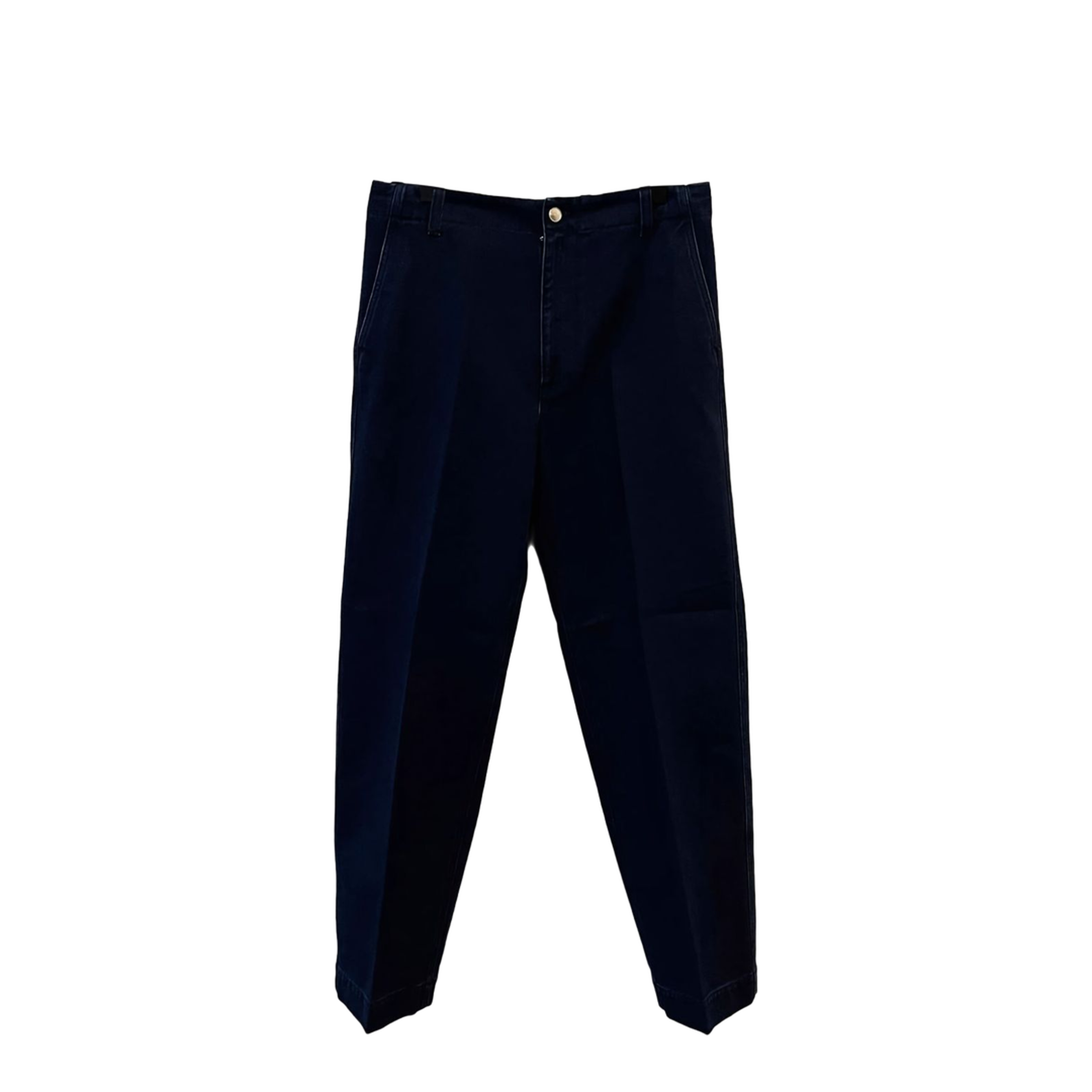 Washed Denim Pant with Embossed Label in Dark Blue