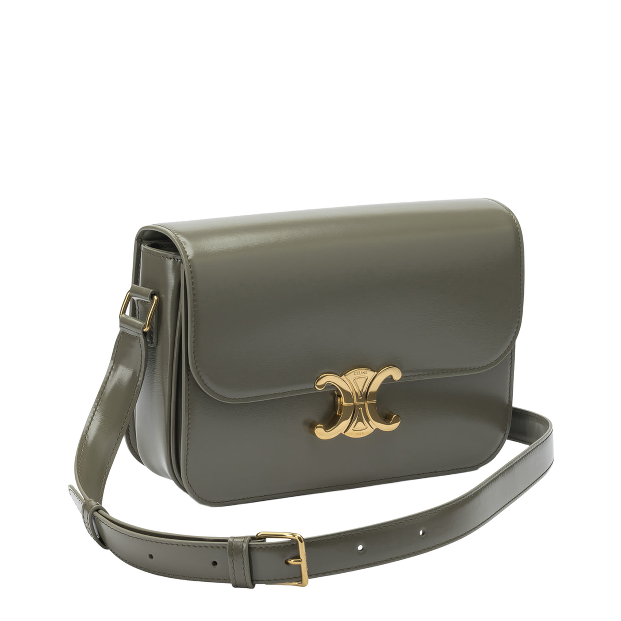 Triomphe Calfskin Crossbody Bag - Golden Khaki