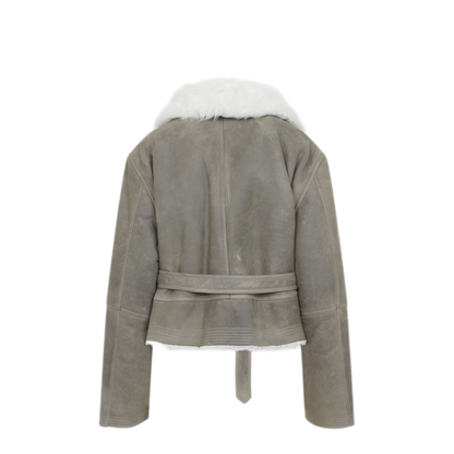 Cropped Suede And Shearling Flight Jacket