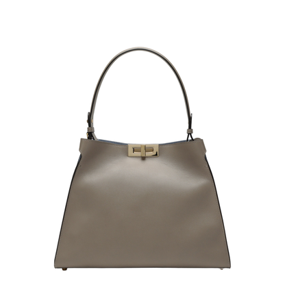 Way Medium Bag in Tortora Leather and Blue Neon Suede