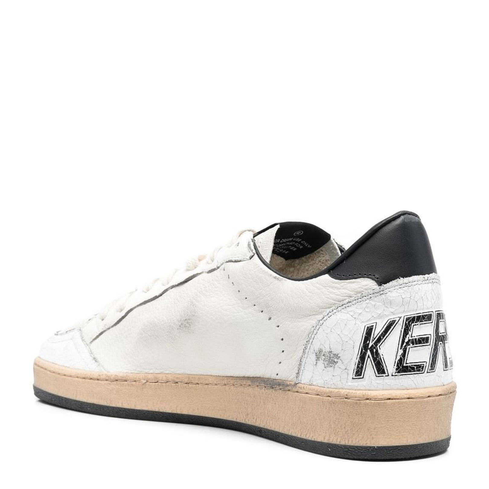 Ball Star in white nappa with black star