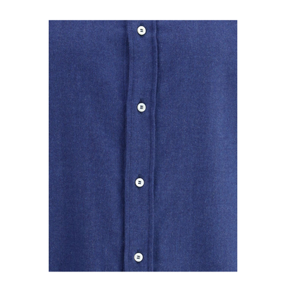 Herringbone Patterned Cotton Blend Flannel Shirt