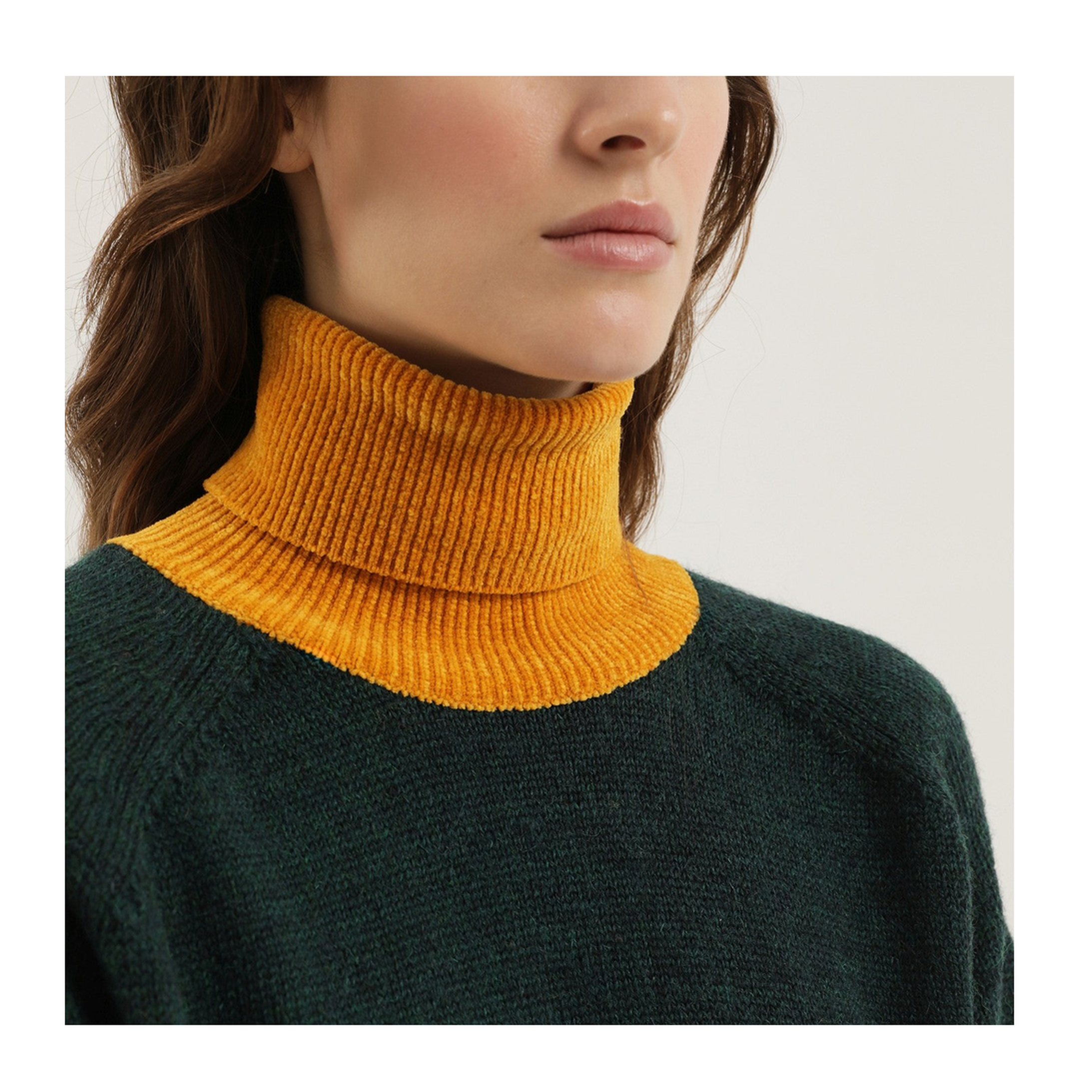 MAYFEYR - 1989 STUDIO - Green And Yellow Turtleneck Sweater - F04WAC002KNI0017200