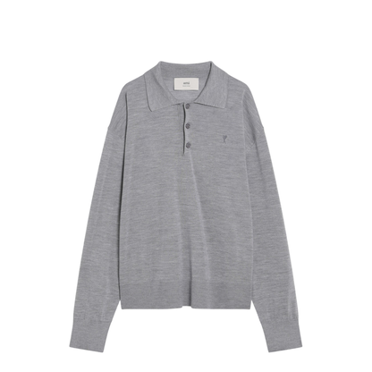 Grey Polo Shirt With Classic Collar And Adc Embroidery