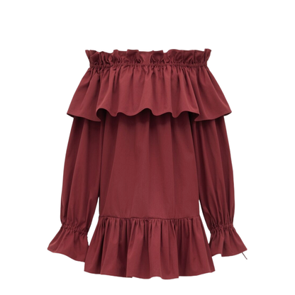 Ruffled Dress in Cotton Twill