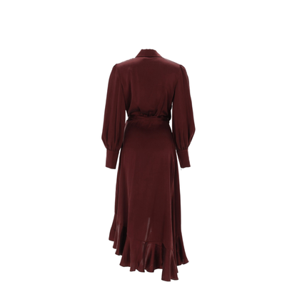 Silk Wrap Midi Dress