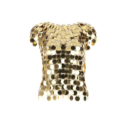 MAYFEYR - RABANNE - Gold Sequins Top - 19AITO010PS0133P710
