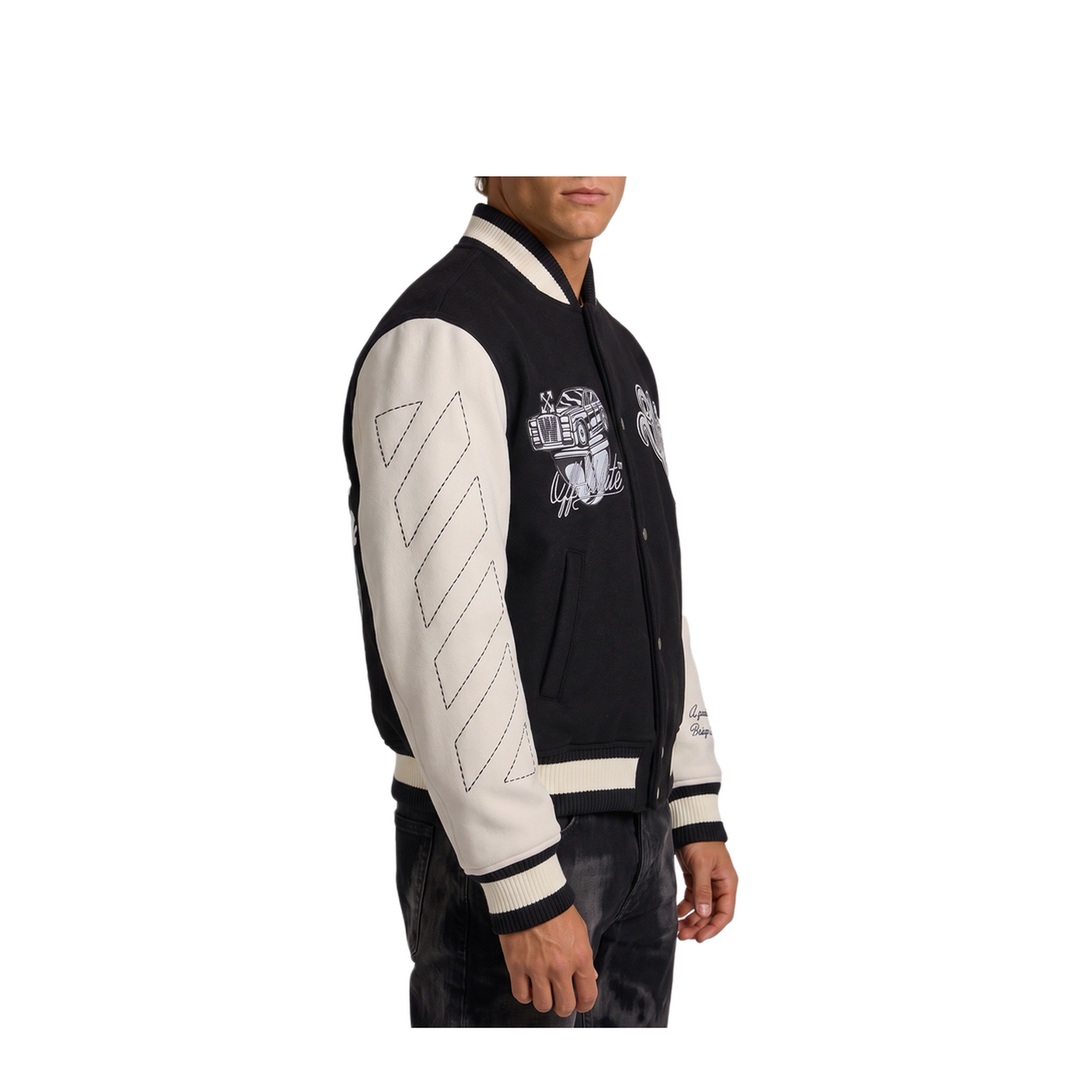 MAYFEYR - Off-White - Cat Off College Jacket - OMEH053F26FAB00100001
