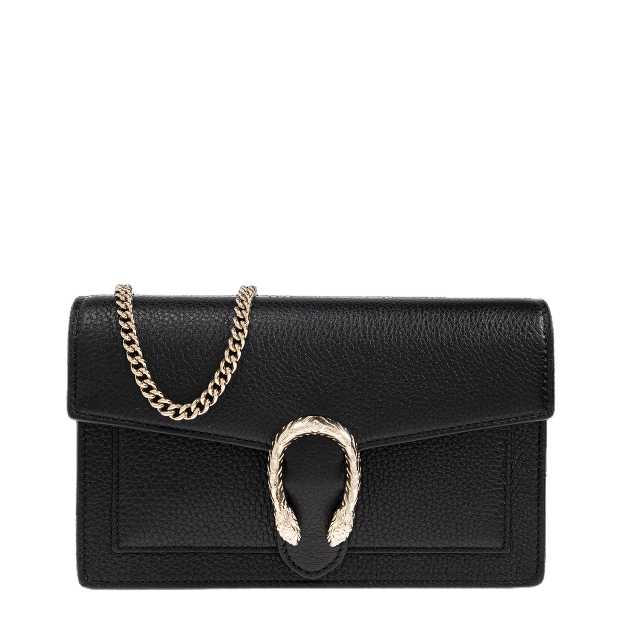 Wallet on chain in black leather