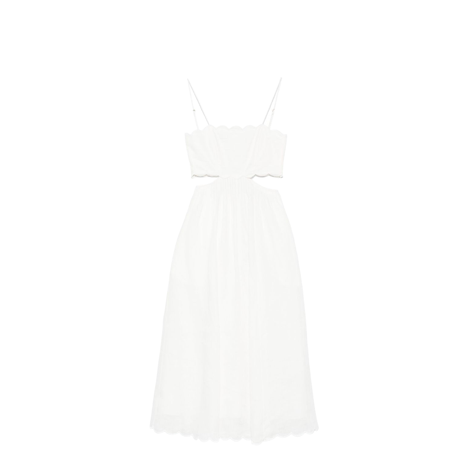 White Rhiannon Scallop Midi Dress