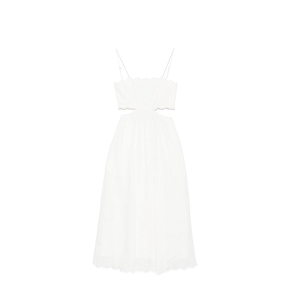 White Rhiannon Scallop Midi Dress