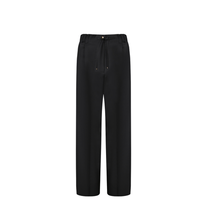 High-waisted Pants with Elastic Waistband and Drawstring