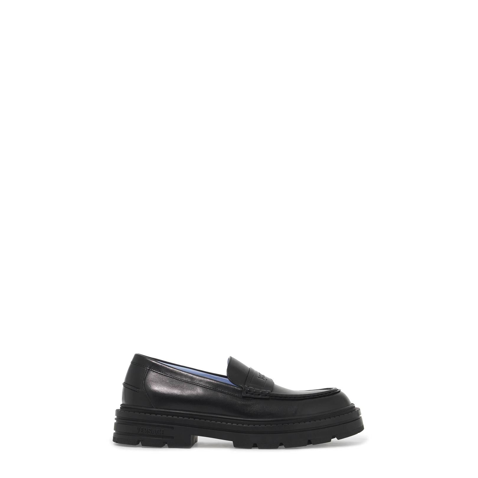 Versace smooth leather adriano loafers in