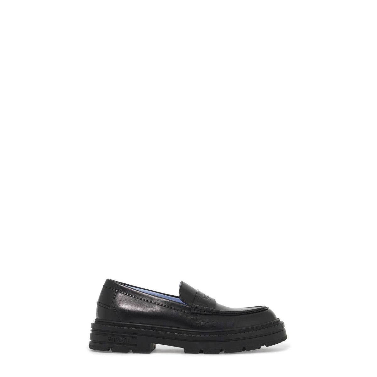 Versace smooth leather adriano loafers in