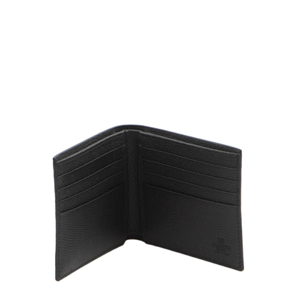 VLogo Signature Grainy Calfskin Bifold Wallet in Black