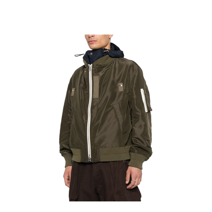 Green Nylon Bomber Jacket