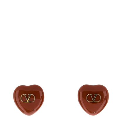 Red Enamel And Metal Coeur Royal Earrings