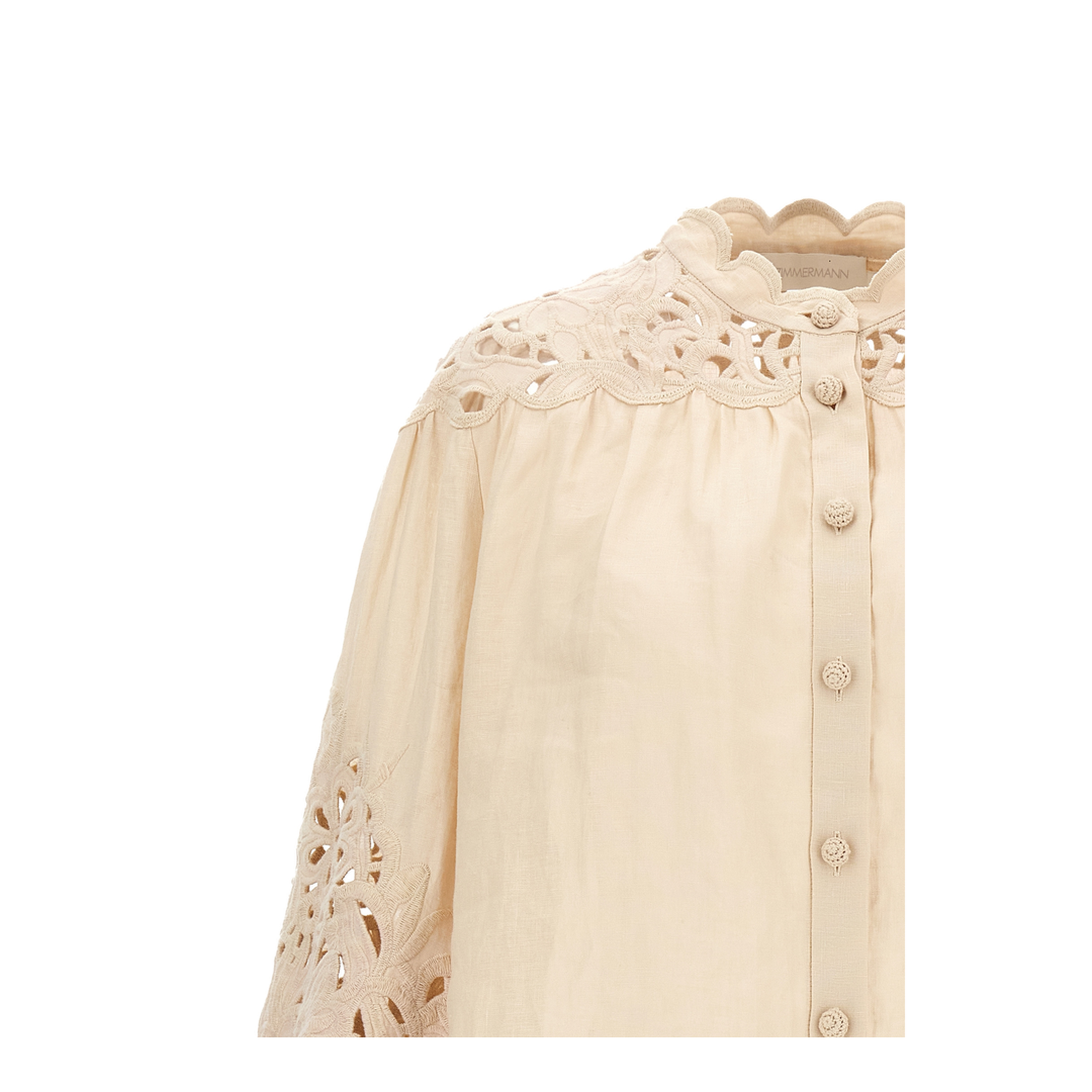 Linen Embroidered Wylie Blouse Cream