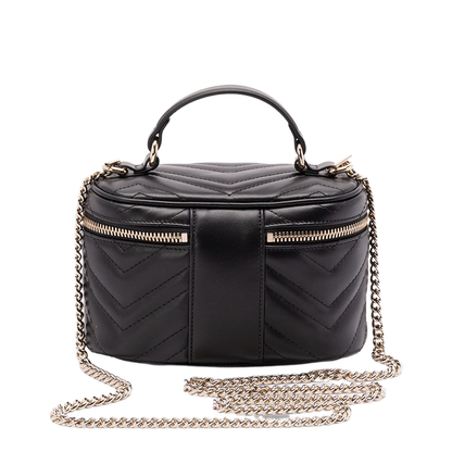 Mini Vanity Bag in Black Leather
