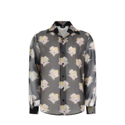 Printed Black Organza Shirt
