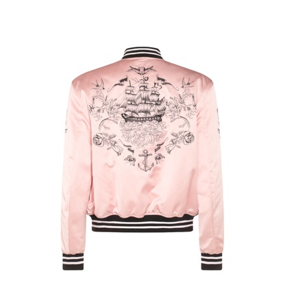 Pink And Black Cotton Casual Jacket