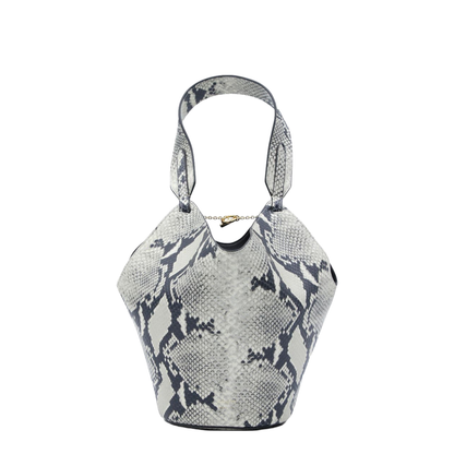 Lotus Mini Python-Embossed Calfskin Tote - Natural