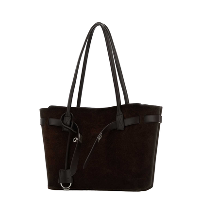Dark Brown Suede Medium Bel Air Shopping Bag