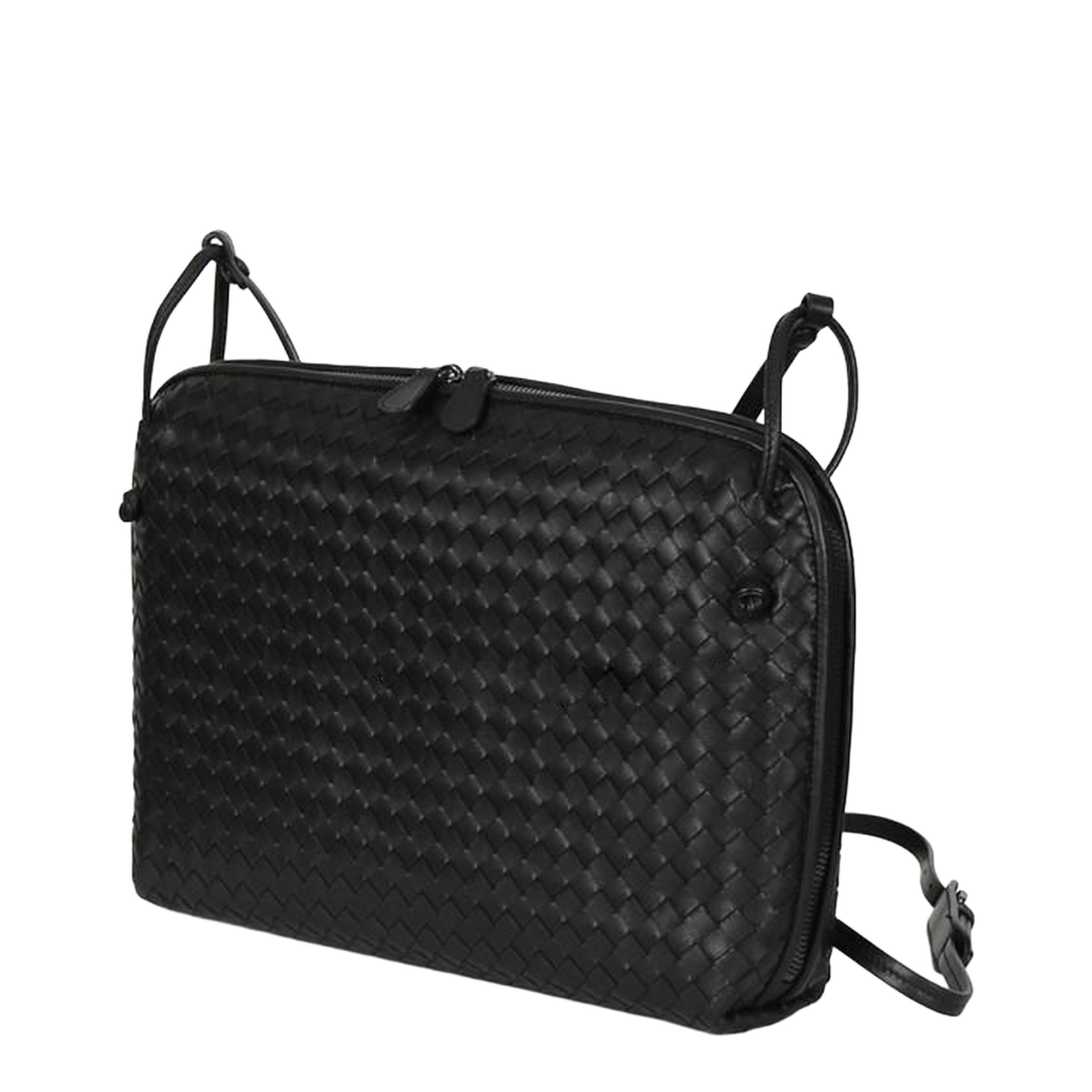 Intrecciato Slim Leather Crossbody Bags - Black