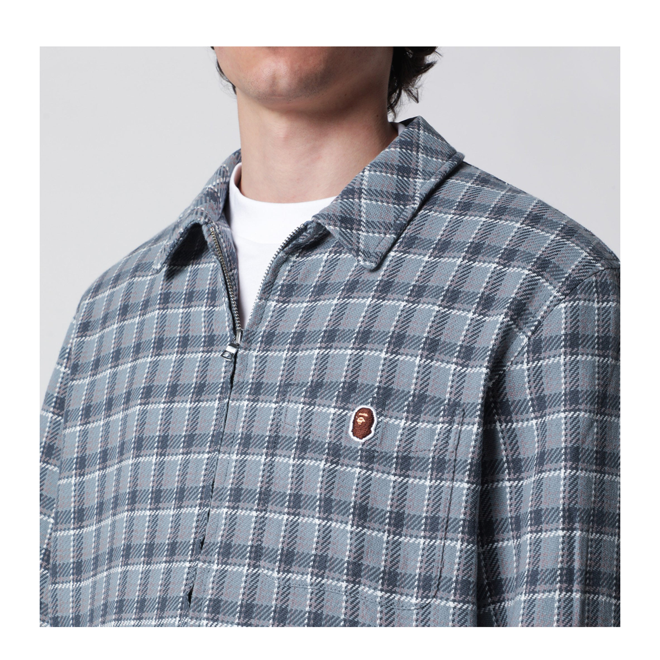 MAYFEYR - BAPE - Zip Up Cotton Shirt With Check Pattern - 001SHM301004MCONA