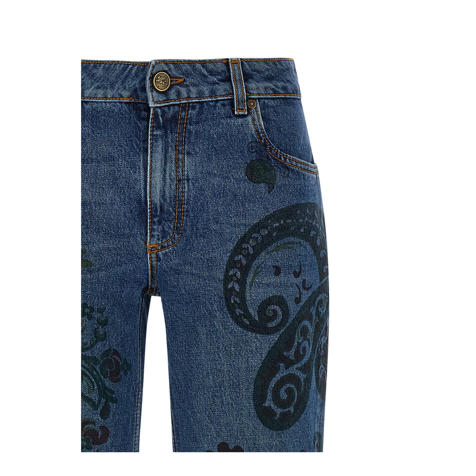 Flared Jeans with Flower and Bee Print